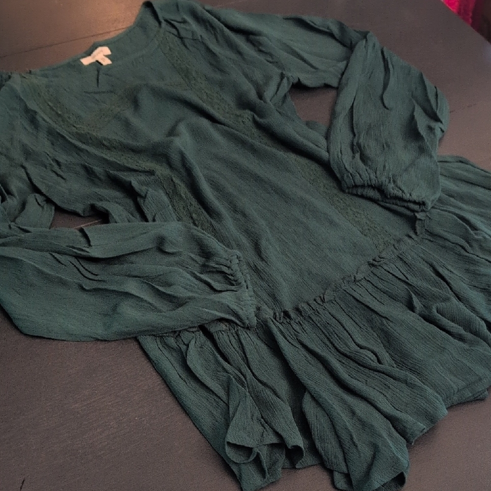 Maurices Boho Forest Green Blouse